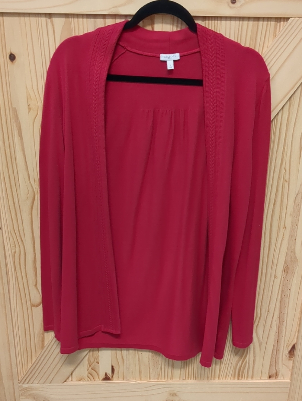 Talbots Open-Front Cardigan in Raspberry Pink